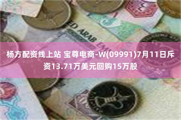 杨方配资线上站 宝尊电商-W(09991)7月11日斥资13.71万美元回购15万股